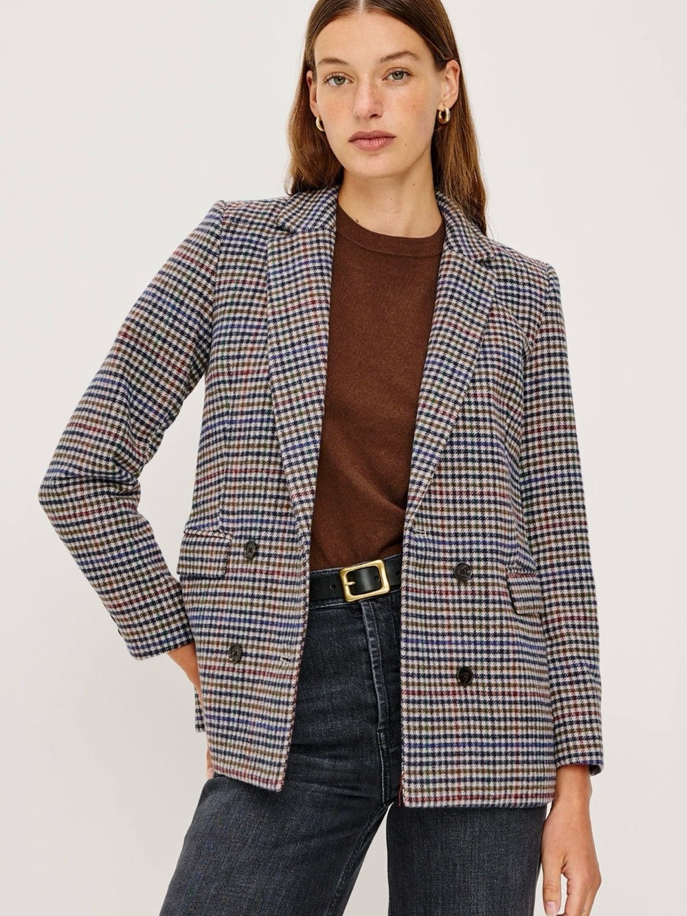Rails Jac Checked Double-Breasted Blazer. Small.